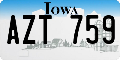 IA license plate AZT759