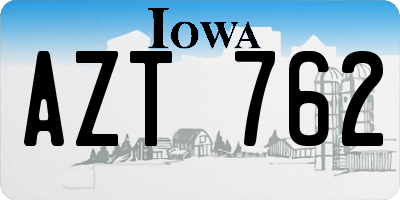 IA license plate AZT762