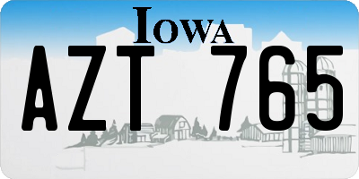 IA license plate AZT765