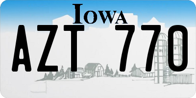 IA license plate AZT770