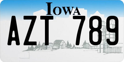 IA license plate AZT789
