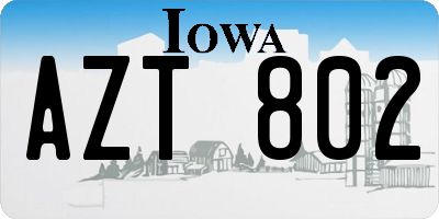 IA license plate AZT802