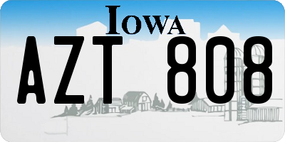 IA license plate AZT808