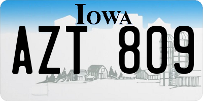 IA license plate AZT809
