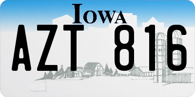 IA license plate AZT816