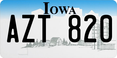 IA license plate AZT820