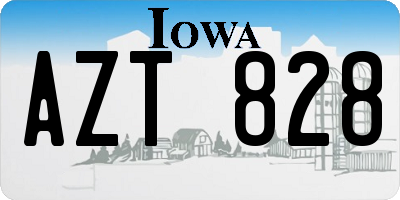 IA license plate AZT828