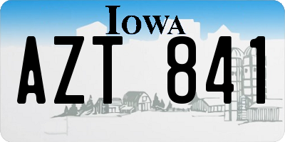IA license plate AZT841