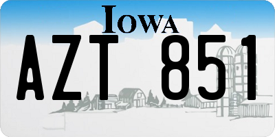 IA license plate AZT851