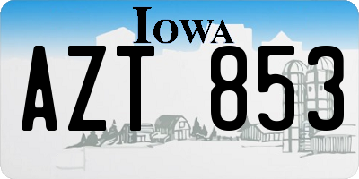 IA license plate AZT853
