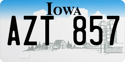 IA license plate AZT857
