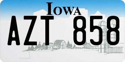 IA license plate AZT858
