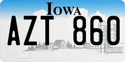IA license plate AZT860