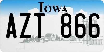 IA license plate AZT866