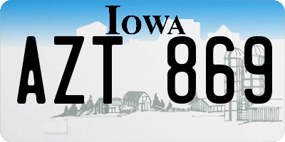 IA license plate AZT869