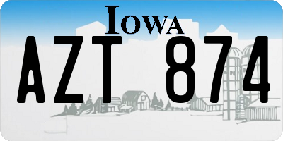IA license plate AZT874