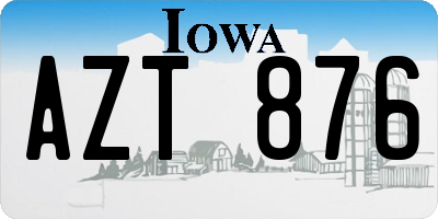 IA license plate AZT876