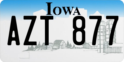 IA license plate AZT877