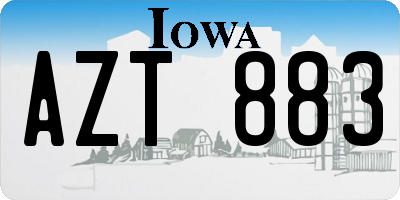 IA license plate AZT883