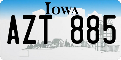 IA license plate AZT885