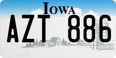 IA license plate AZT886
