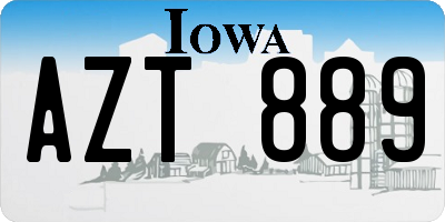 IA license plate AZT889