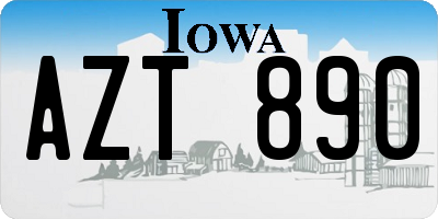 IA license plate AZT890