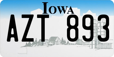 IA license plate AZT893