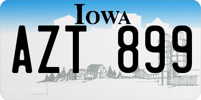 IA license plate AZT899