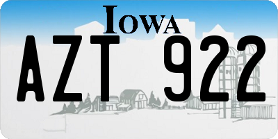 IA license plate AZT922