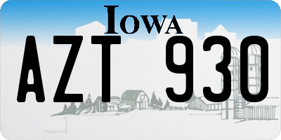 IA license plate AZT930