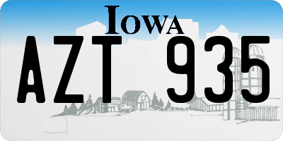 IA license plate AZT935