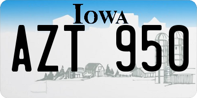 IA license plate AZT950