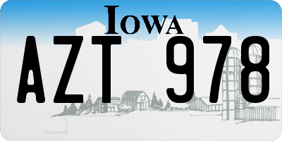 IA license plate AZT978