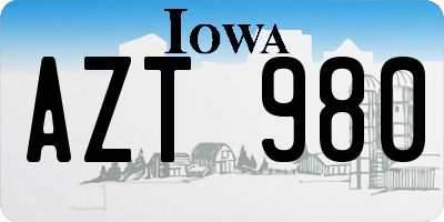 IA license plate AZT980