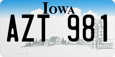IA license plate AZT981