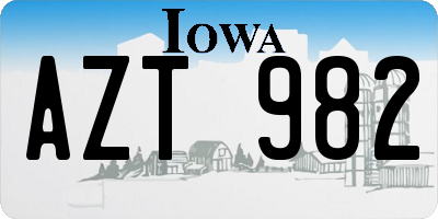 IA license plate AZT982