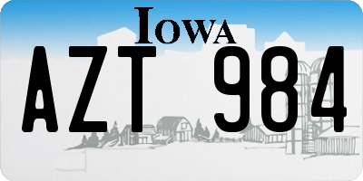IA license plate AZT984