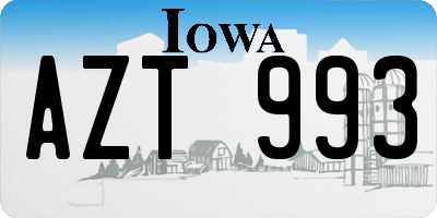IA license plate AZT993