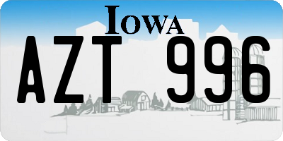 IA license plate AZT996