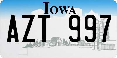 IA license plate AZT997