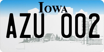 IA license plate AZU002