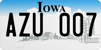 IA license plate AZU007
