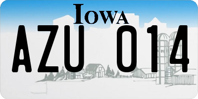 IA license plate AZU014