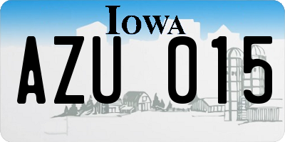 IA license plate AZU015