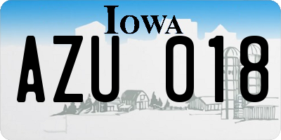 IA license plate AZU018