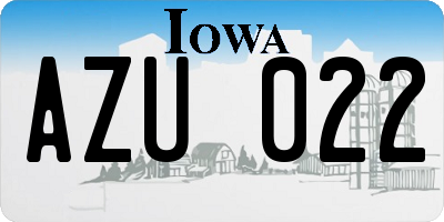 IA license plate AZU022