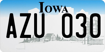 IA license plate AZU030