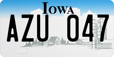 IA license plate AZU047