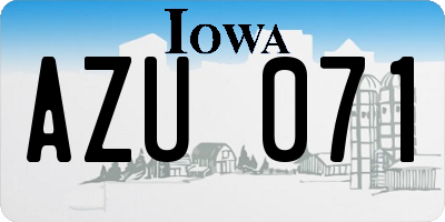 IA license plate AZU071